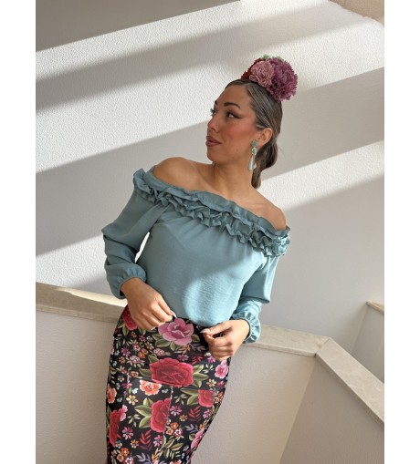 Blusa Volantes Aguamarina 2