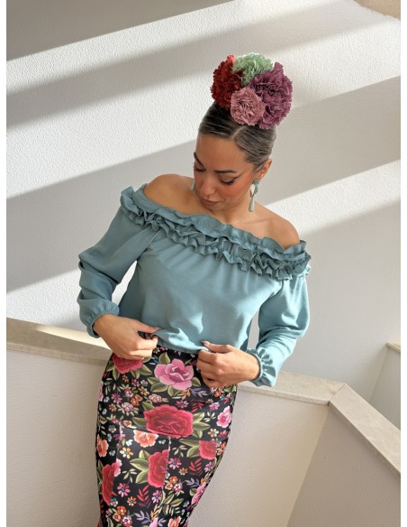 Blusa Volantes Aguamarina